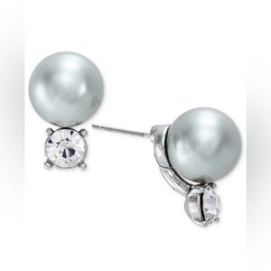 NWT Charter Club Silver-Tone Crystal & Color Imitation Pearl Stud Earrings